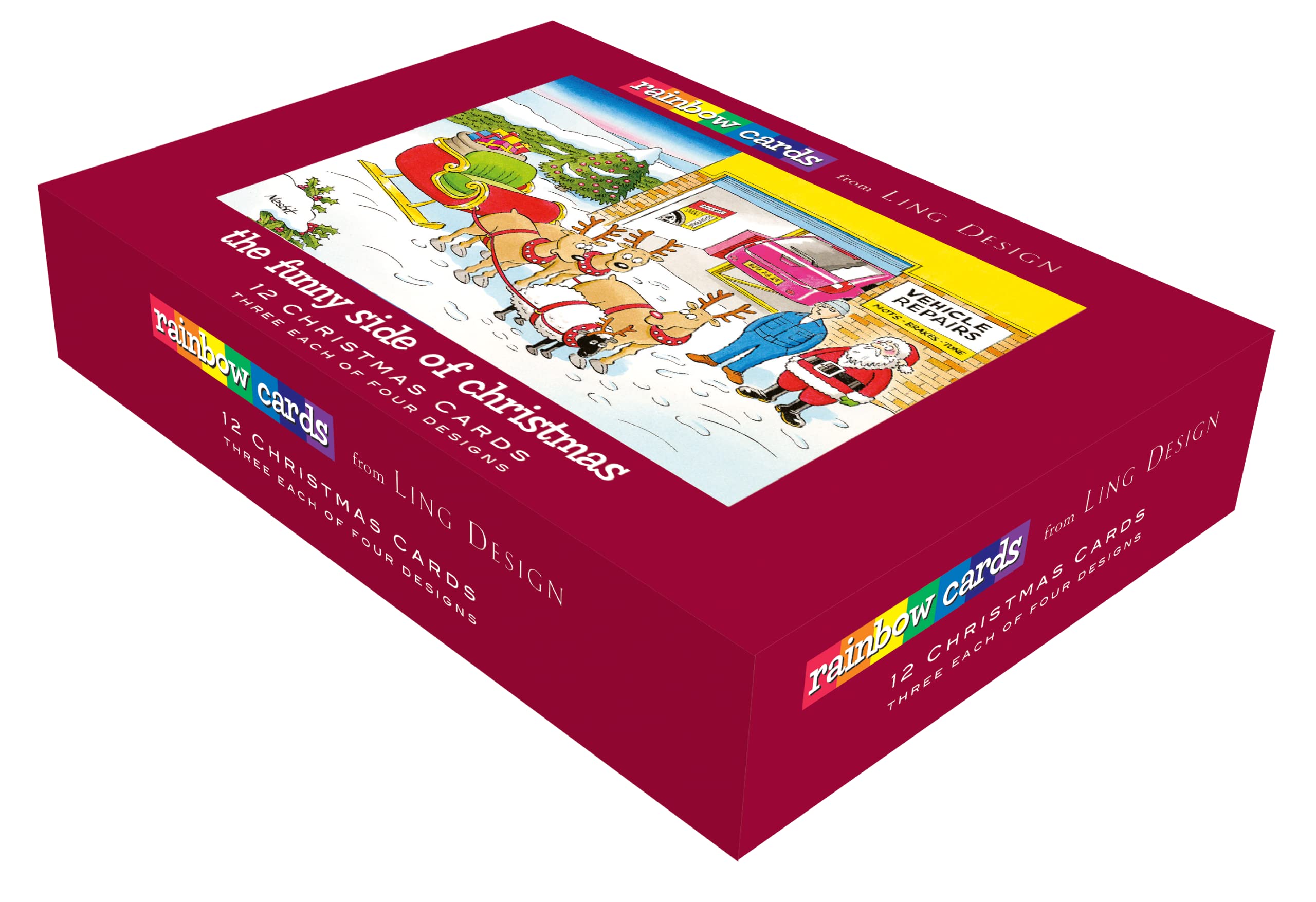 Box of 12 Funny Side Of Christmas Assorted Christmas Cards Xmas Card Boxes