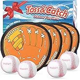 Wedopro Toss and Catch Ball Game, Kids Toddler Baseball Glove & Catch Ball Toys, Kids Outdoor Games for Family, Toys for Beach Pool Yard Outside, Birthday Gift for Ages 3 4 5 6 7 8-12 (Brown 4 Pcak)