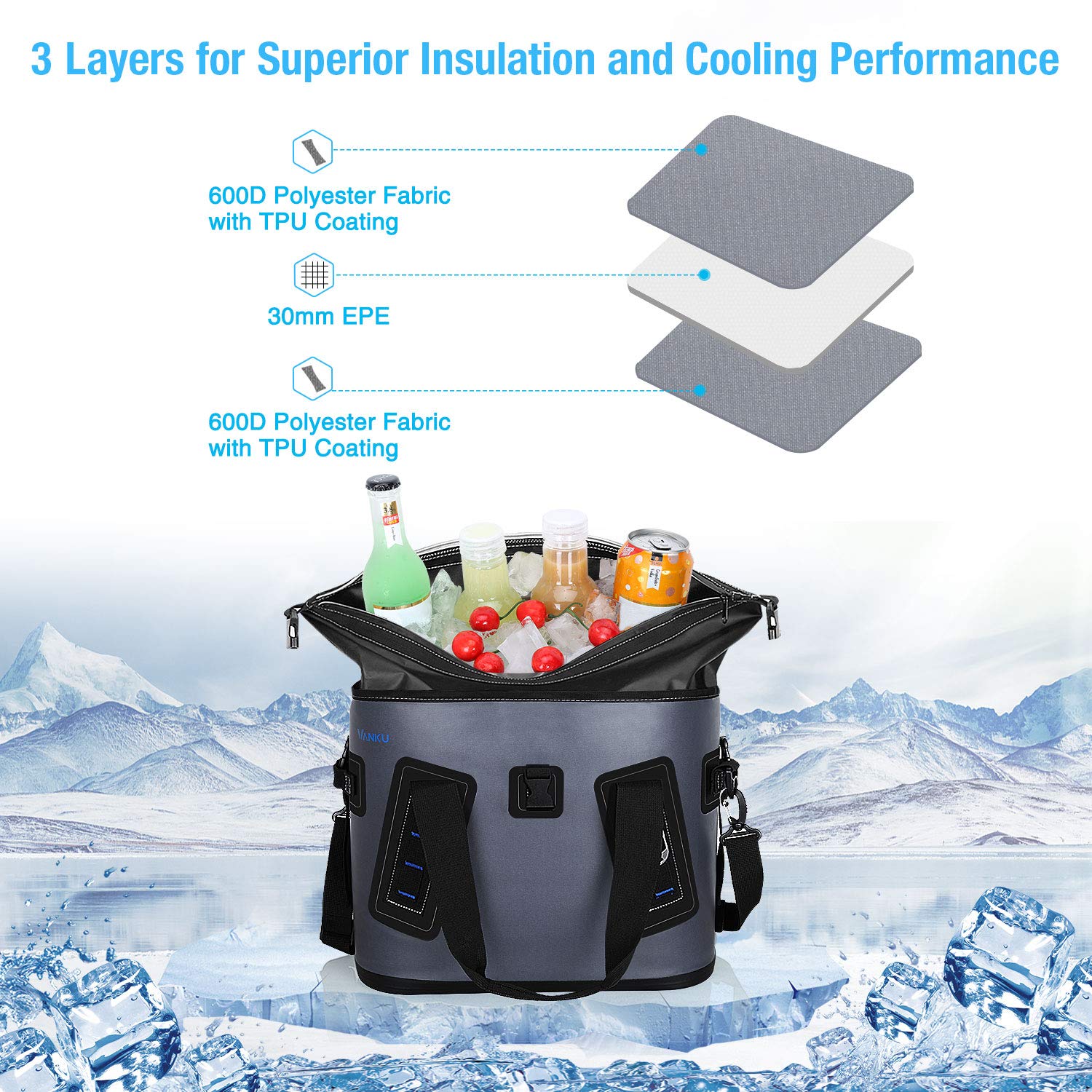 Vanku - Bolsa térmica para 30 latas (Poliuretano termoplástico ...