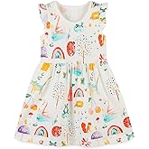 Bumeex Toddler Girls Clothes Cotton Short Sleeve Casual Girls Dresses for Kids 2-7 Years