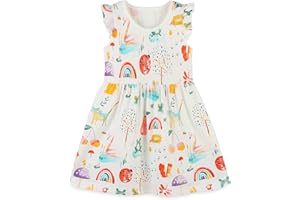Bumeex Toddler Girls Clothes Cotton Short Sleeve Casual Girls Dresses for Kids 2-7 Years