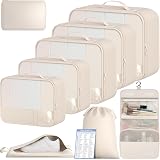 BAGAIL 9 Set Packing Cubes with Packing List Luggage Packing Organizers for Travel Accessories (Cream)