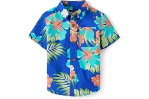 The Children's Place Boys and Toddler Poplin Short Sleeve Button Down Shirt