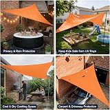 HEYOMART Sun Shade Sail 3x3x3 m Triangle Waterproof Outdoor Canopy Orange view 6