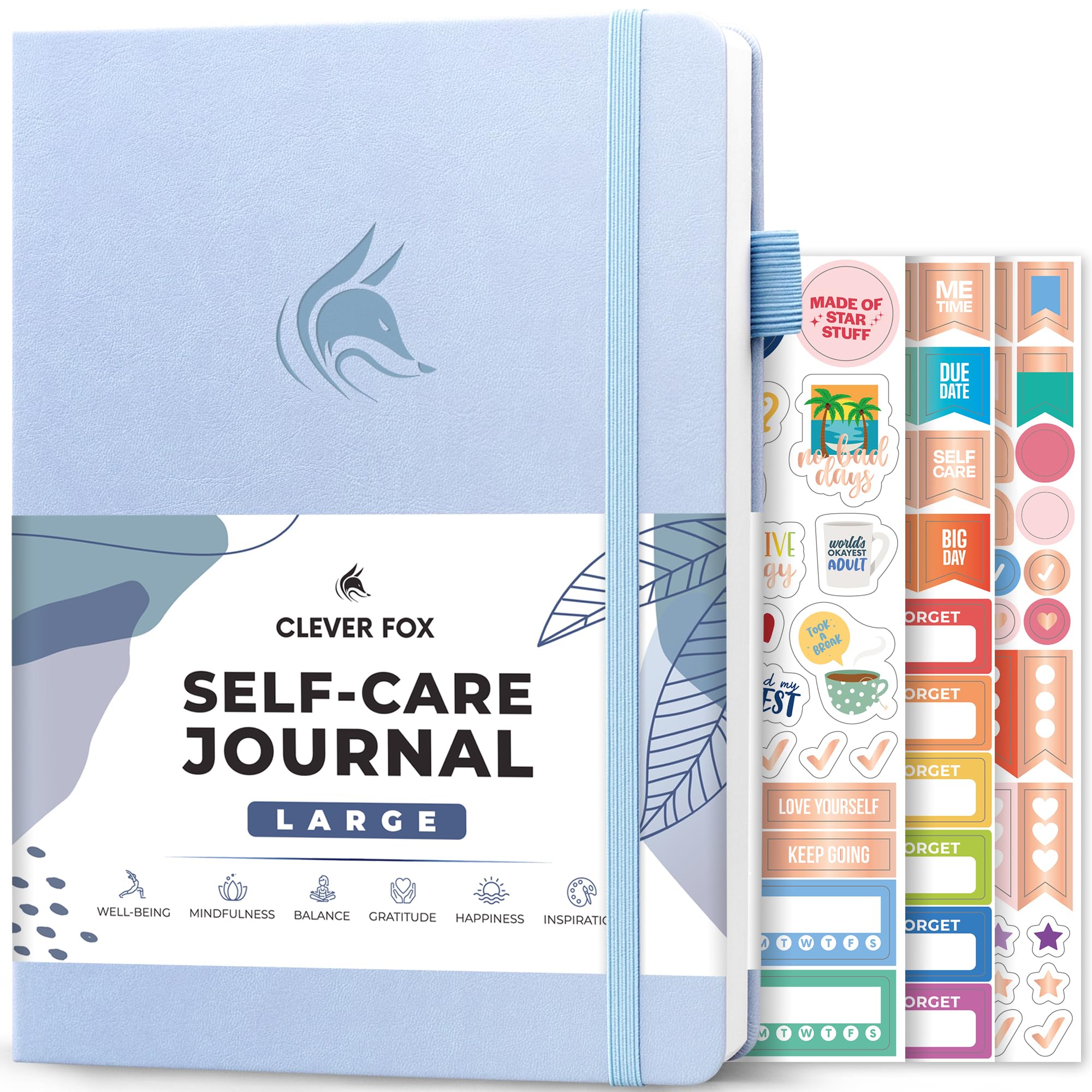 Clever Fox Self-Care Journal – Daily Reflection Notebook – Mental Health & Personal Development Planner, Meditation & Mood Log, Large (Periwinkle) — image 1