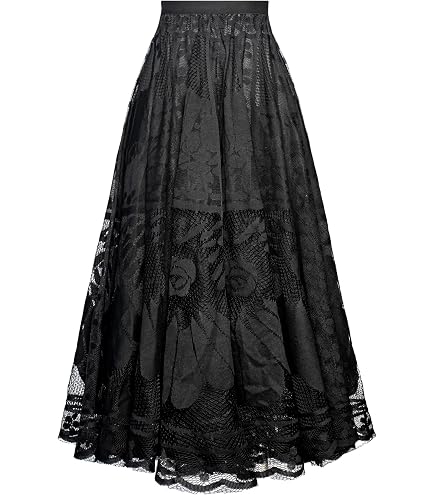 Amazon.com: Black-White Floral Jacquard Skirt Women High Waist