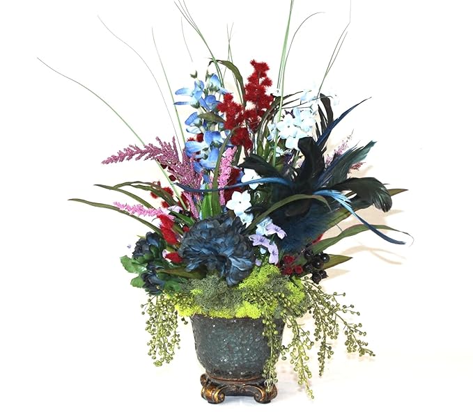 Silk Flower Arrangements Home Office Decor or Dining Room Decor Table Centerpiece