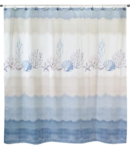 Avanti Linens Duschvorhang-Set 'Coastal Terrazzo' - 182x182 Cm + 12 Haken (Unterwasser-Motiv)