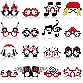 Pajean 32 Pcs Rock and Roll Party Decorations Eyeglasses Paper Glasses Rocking Hip Hop Photo Props Music Theme Eyeglasses Frame Favors for Rock Party Baby Shower Birthday Supplies