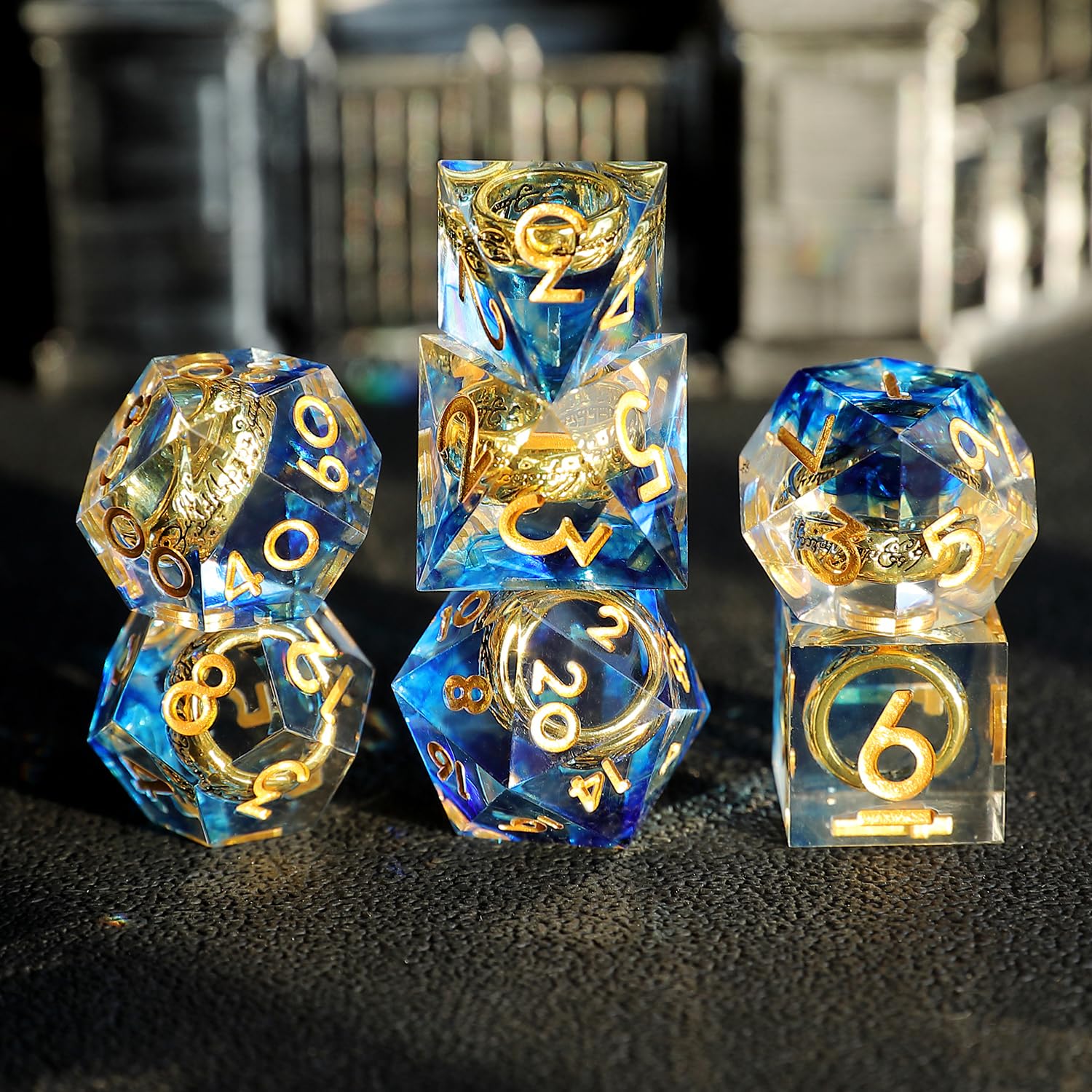 Lord of The Rings DND Dice Set 7pcs D4 D6 D8 D10 D12 D20 D% Polyhedral Handmade Resin D&D Dice for Dungeons and Dragons Pathfinder Roll Playing Table Games RPG MTG Games with Gift Box — image 1