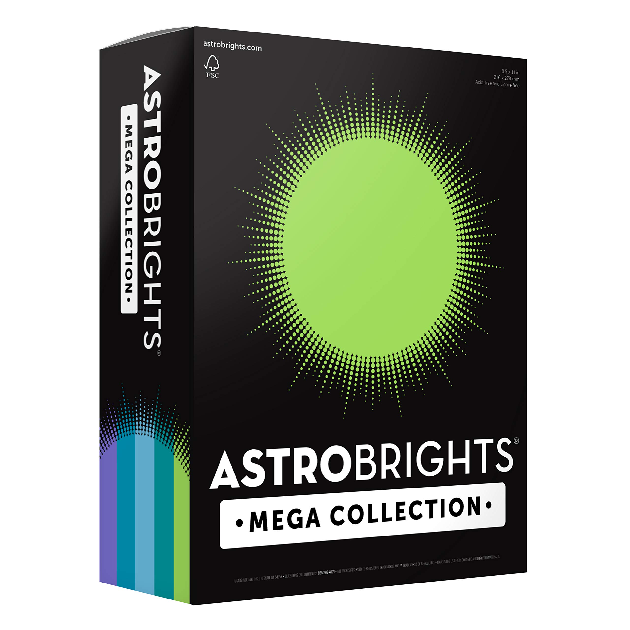 Astrobrights Mega Collection, cartulina de colores, surtido de 5 colores Frosty, 320 hojas, 65 lb/176 gsm, 8,5 x 11 (91689)