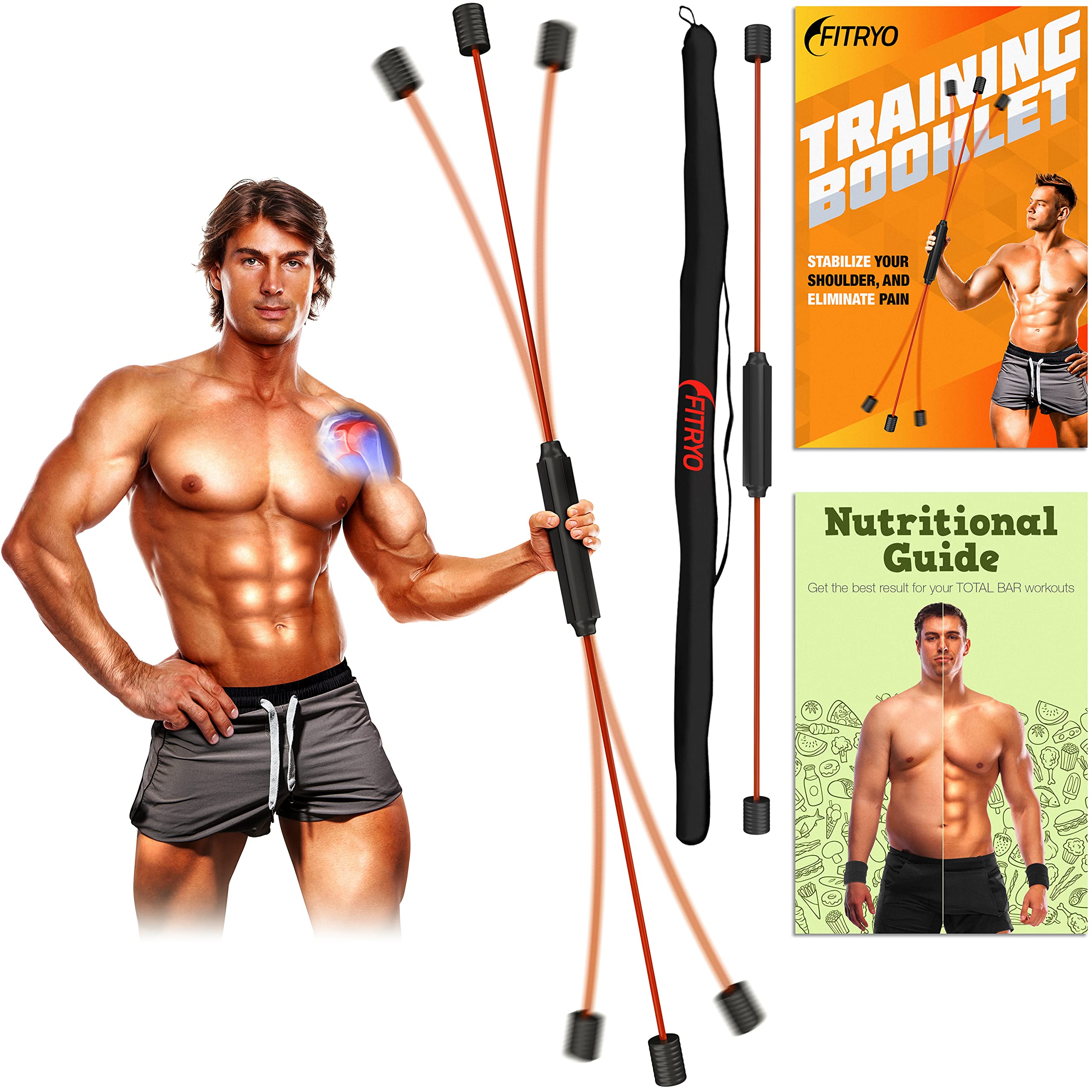 Photo 1 of Fitryo Flex Fitness Body Bar for Physical Therapy & Rotator Cuff Relief - Shoulder Rehabilitation Tube for Baseball & Exercise Stick - Mobility Training Stick for Home Workout