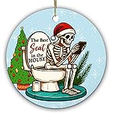Velyra Christmas Ornament 2025 – “The Best Seat in The House” Ceramic Ornament, Hilarious Bathroom Decor, Gag Gift for Men Women Coworkers, Sarcastic White Elephant Exchange Ornament