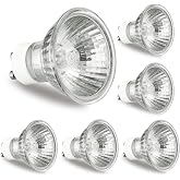 RMFSH Candle Warmer Lamp Bulb 6 Pack, GU10 Halogen Bulb 110-130V 50W | GU10+C, MR16 with Glass Cover, 2700K Warm White Dimmable, Light Bulbs for Track and Range Hood, 6000+Hours Long-Lasting