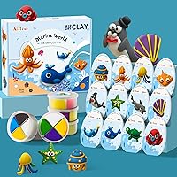 ARTPAR Air-Dry Clay Kit for Kids,12 Marine Animals Modeling Magic Clay Sculpting Tools Set,Non-Sticky, Ultra-Light,Creative