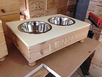 Personalised Raised Dog Feeder Bowl Stainless Steel Bowl Wine