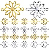 KMOSPAD 60pcs Flower Connector Charms Alloy Daisy Flower Pendants Double Hole Charms Link Connectors Craft Supplies for DIY Necklace Bracelet Jewelry Making Findings