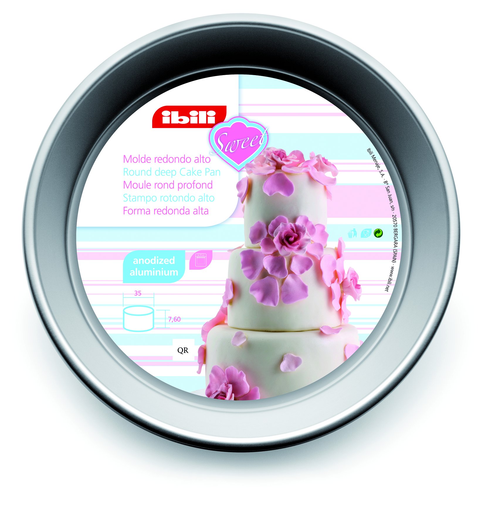 IBILI 815135 - Molde redondo extra alto 35 x 10 cm Aluminio anodizado.