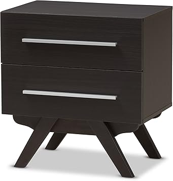 Amazon Com Baxton Studio Auburn Mid Century Modern Espresso Brown Finished Wood 2 Drawer Nightstand Mid Century Brown Dark Wood Particle Board Mdf Furniture Decor