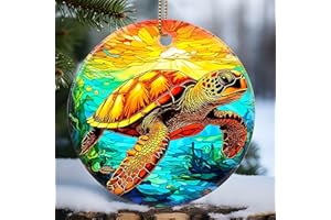 Touber Christmas Ornament, Christmas Decoration, Holiday Present Idea, Heirloom Keepsake, Round Ceramic, Gift Exchange, Gift Idea, Sea Turtle