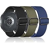 3 Pack Stretchy Nylon Bands Compatible for Samsung Galaxy Watch 8 Band 40mm 44mm/ 8 Classic 46mm, Solo Loop Sport Straps Soft Breathable Wristband for Galaxy Watch 8 Classic Band for Men Women