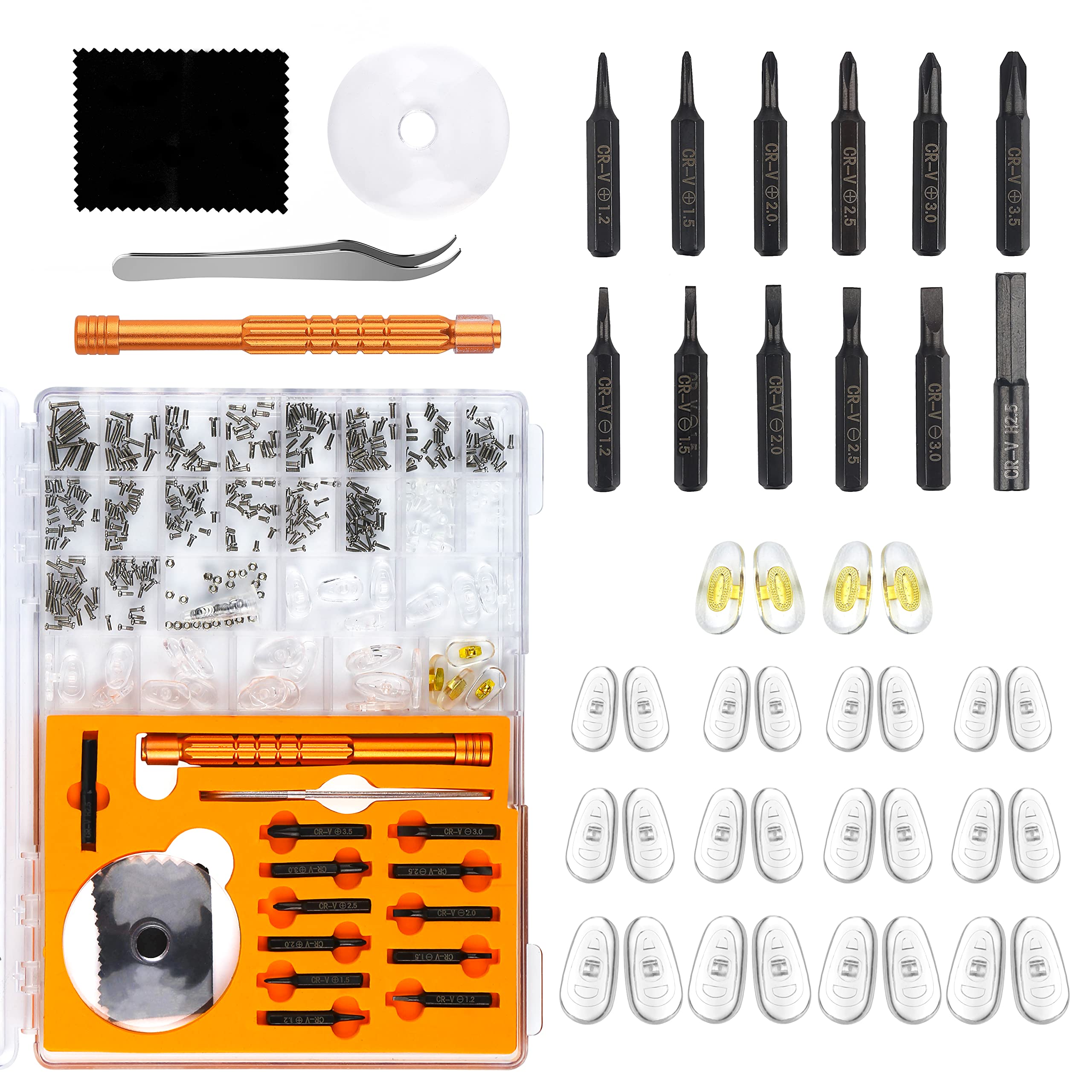 Photo 1 of Upgraded All-in-One Magnetic Eyeglass Repair kit with Magnifying Glass, Repair Tool Kit with 12 Interchangeable Screwdriver Bits, Nose Pads, Screws and Tweezer for Eyeglass, Sunglass, Watch, Laptop