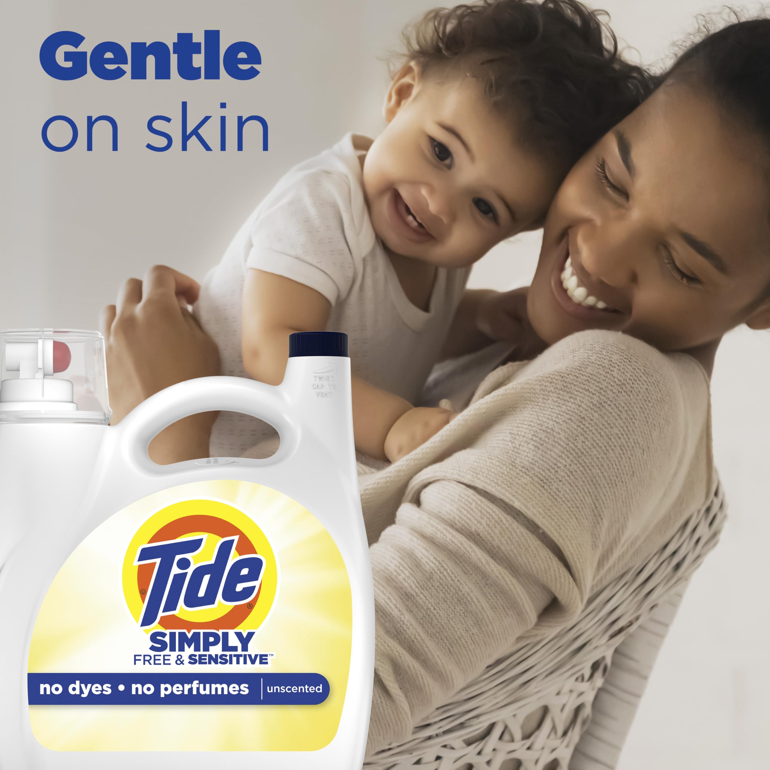 Tide Simply Liquid Laundry Detergent, Free & Sensitive, 89 Loads, 117 oz, Tide Liquid Laundry Detergent, Laundry Soap