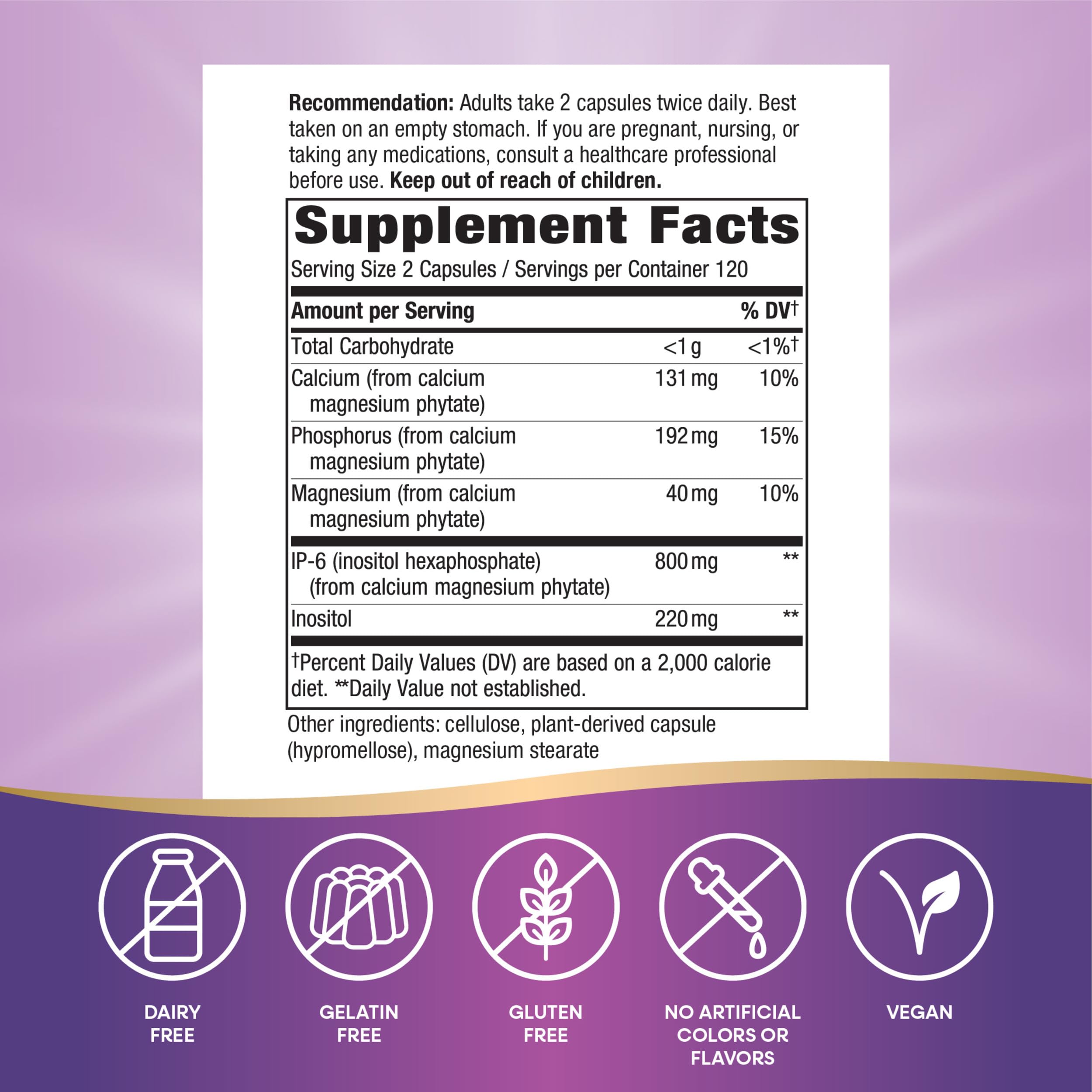 Nature's Way Cell Forté IP-6 & Inositol Immune Support Supplement with Calcium, Phosphorus, and Magnesium*, Gluten-Free, Vegan, 240 Capsules (Packaging May Vary)