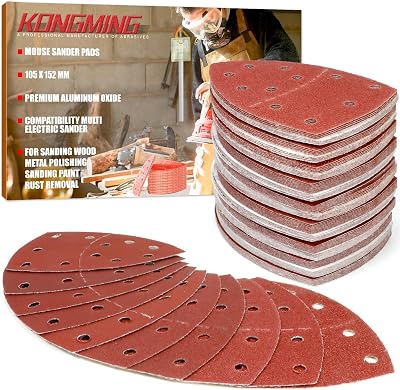KONGMING 100 Pcs Mouse Sander Pads 11 Hole Grit 40 60 80 100 120 180 240 320