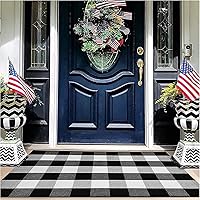 EARTHALL Buffalo Plaid Outdoor Rug 27.5x43 Hand-Woven Front Door Mat, Machine Washable for Outdoor, Layered Mats for Front Po