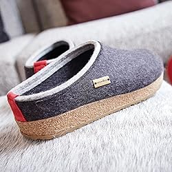HAFLINGER Unisex Open Back Slippers, Grey, 11 US Men
