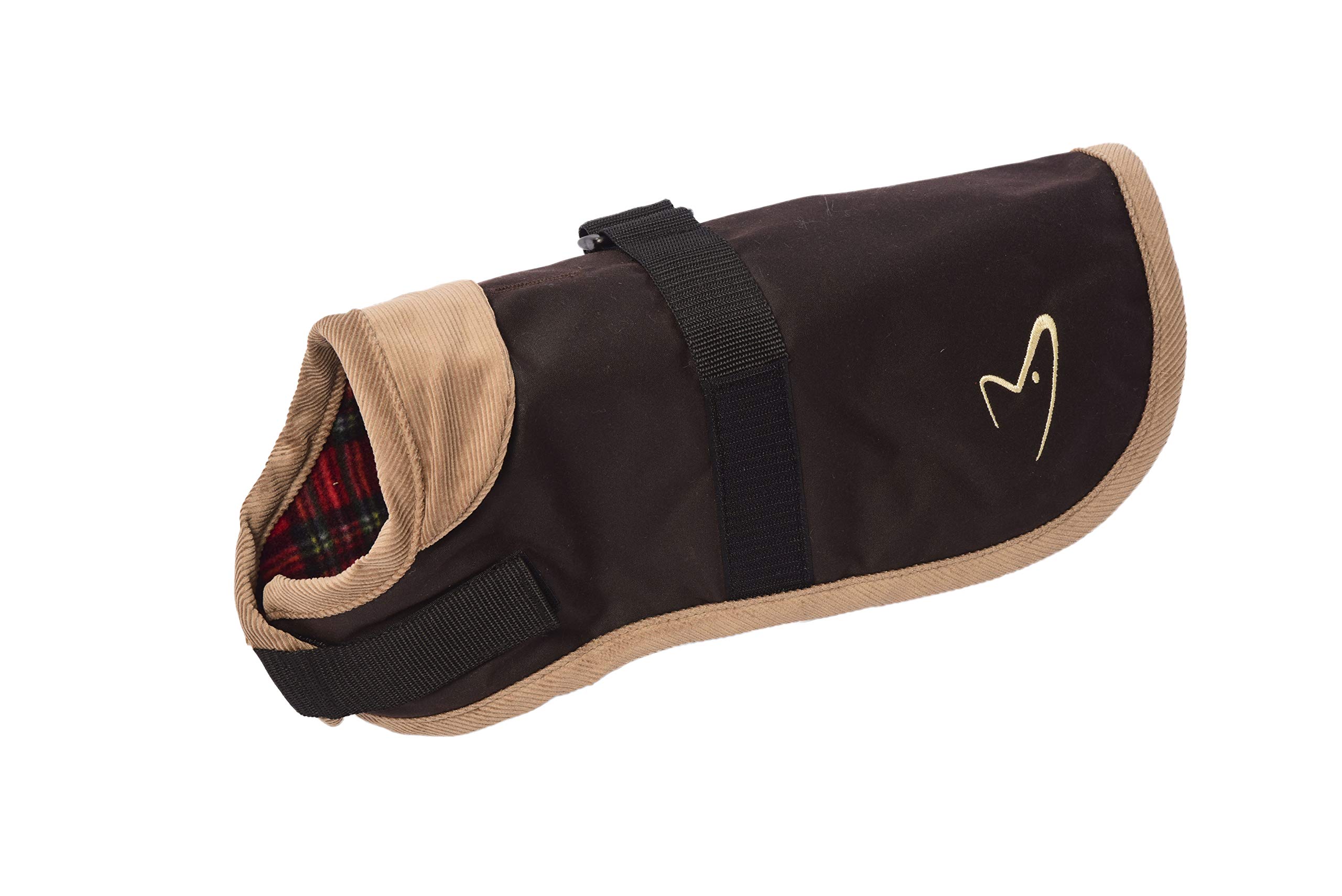 Gor Pets Edinburgh Wax Coat 36cm (14in) Brown - Water Resistant Dog Jacket with Fleece Lining and Adjustable Fastenings