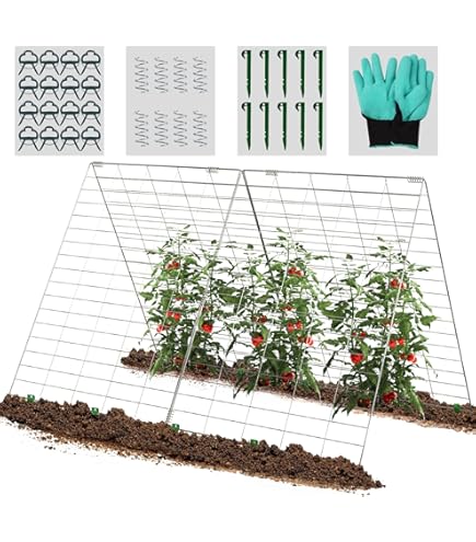 Treillis En U ERFEI Pour Potager Surélevé - 160x120.5 Cm, Acier Plastifié, Filet Nylon, Pour Concombres/tomates