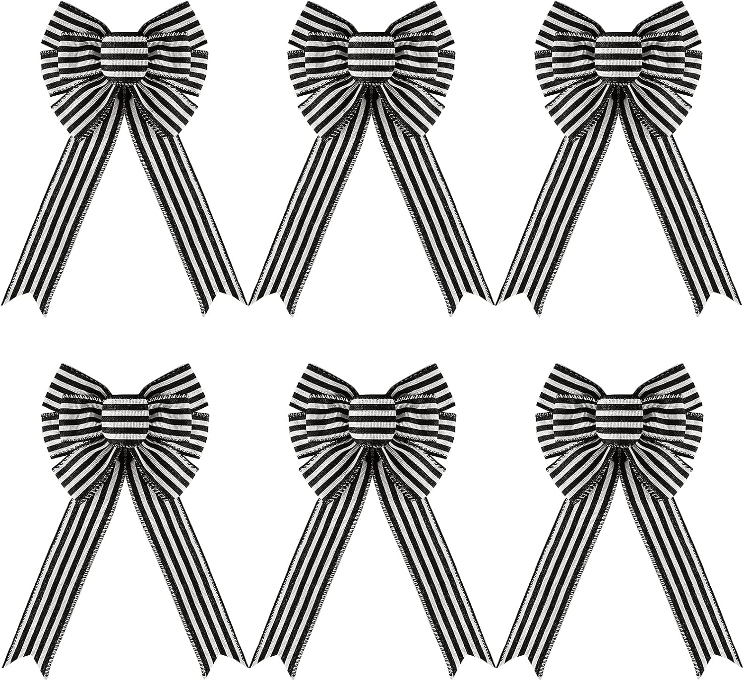 Bows & Ribbons - WILLBOND 6 Pieces Buffalo Plaid Bow Stripe Wreath Bow Christmas Buffalo Plaid Wreath Bow for Christmas Tree Home Crafts Decoration Supplies 6 x 12 Inches (Black and White)