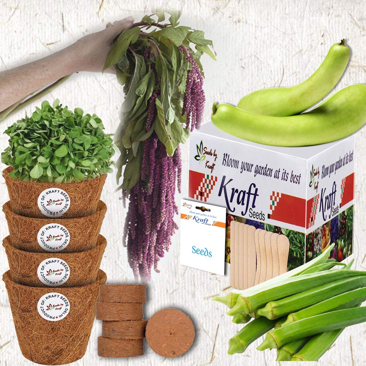 Vegetable Garden Starter Kit Non Gmo Heirloom Seeds Potting Soil Peat Pots 5 Organic Vegetable Seeds Diy Kitchen Grow Kit For Growing Vegetable Seeds In Balcony Garden By Kraft Seeds Amazon In Garden