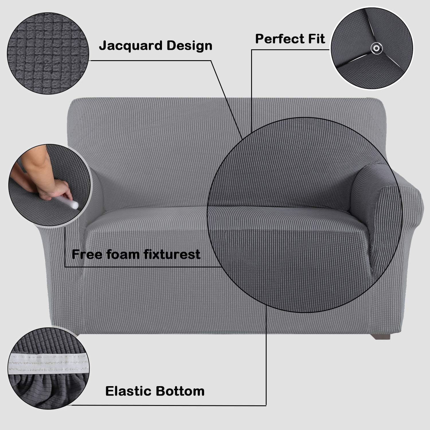 Skid Proof Sofa Covers Stylish Furniture Cover Armchair Slipcover for Moving Jacquard Spandex Couch Covers, Form Fitted Stretch Chair Covers Couch Slip Sofa Covers (Chair, Grey): Home & Kitchen