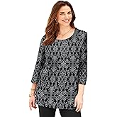 Catherines Women's Plus Size Easy Fit 3/4-Sleeve Scoopneck Tunic