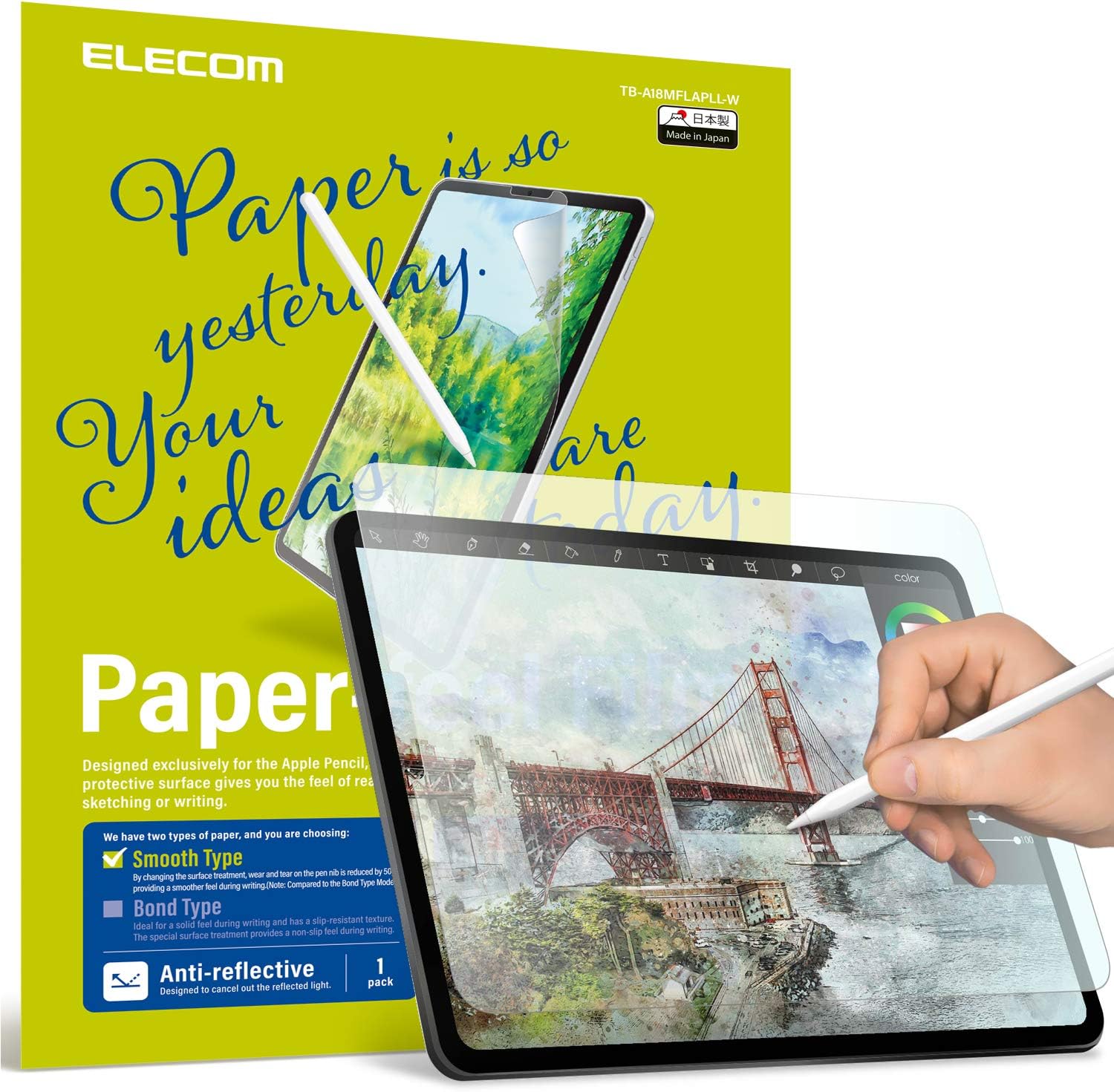 Amazon Com Elecom Pencil Feel Screen Protector Designed For Drawing Compatible With Ipad Air 4 10 9inch 2020 Ipad Pro 11 2018 2020 Tb A18mflapll W Computers Accessories