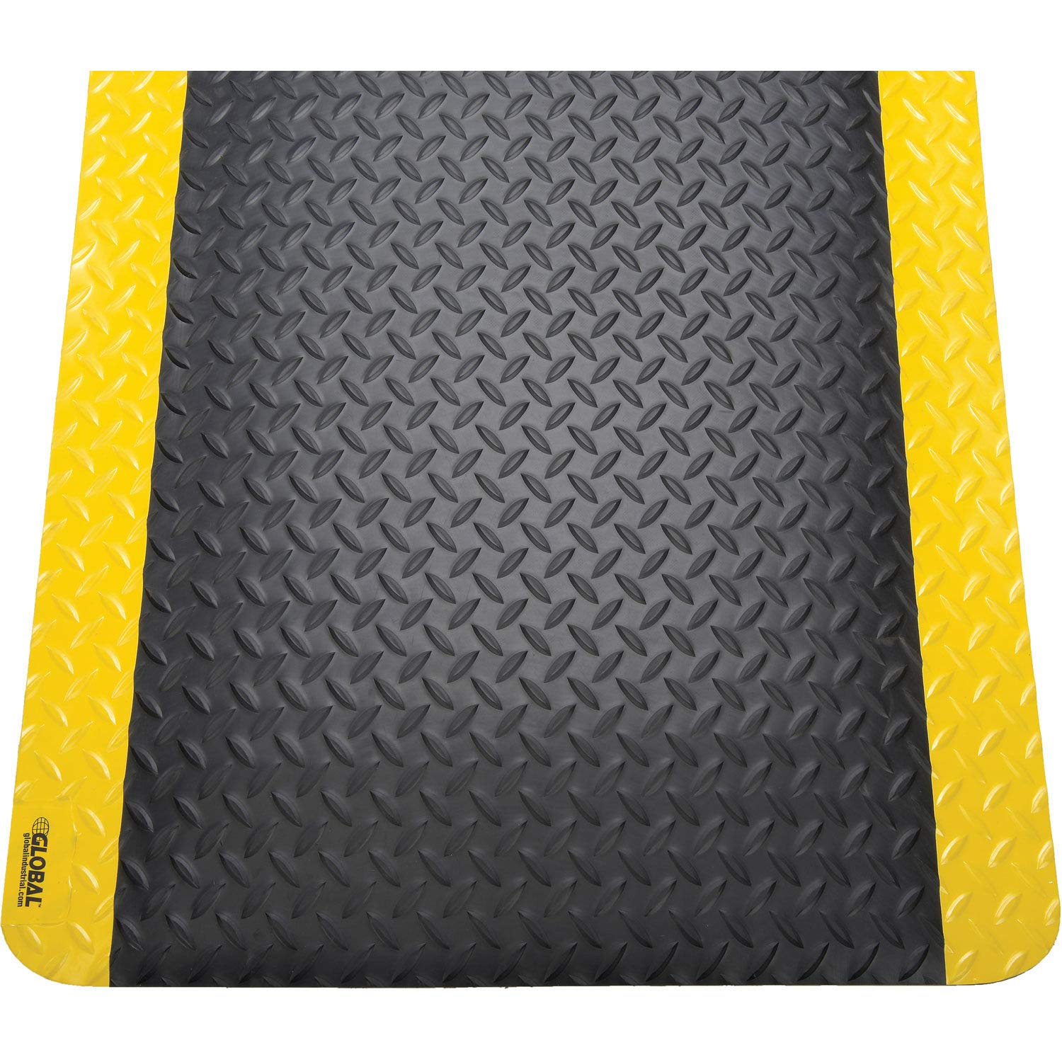 Made in USA Bertech Anti Fatigue Vinyl Foam Floor Mat Black w/Yellow Border Ribbed Pattern 4