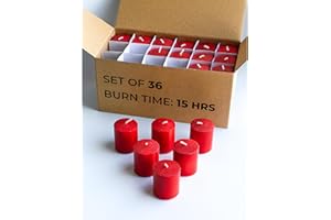CANDWAX Unscented Red Votive Candles Set of 36 - Clean-Burning, Long-Lasting 15 Hour Burn - Ideal for Weddings, Home Décor, Spa, Events - Bulk Value for Versatile Use