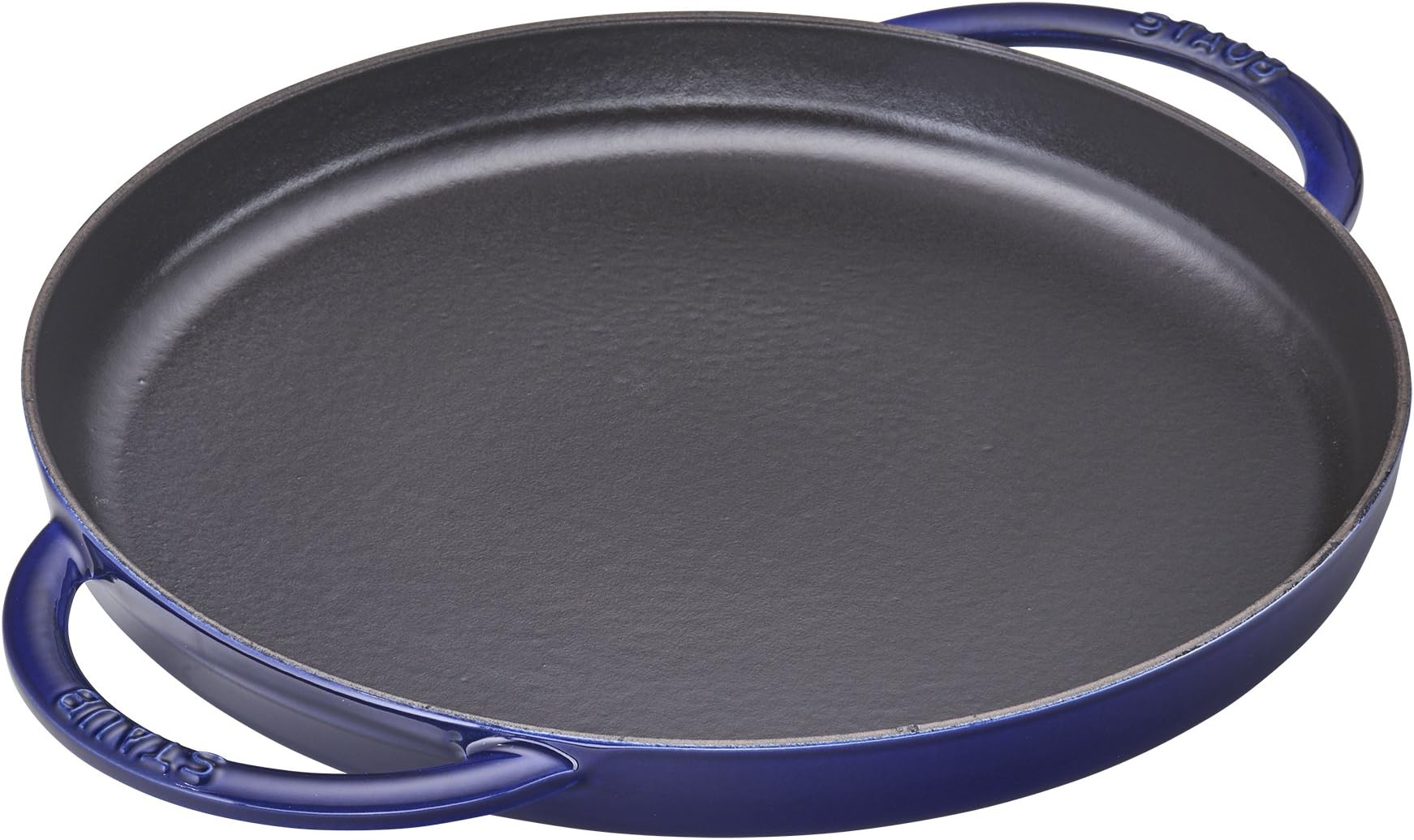 Staub Cast Iron 10-inch Round Double Handle Pure Griddle - Dark Blue