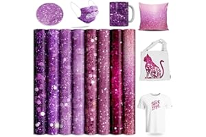 LUCKY GODDNESS Sublimation Transfer Sheets for Tumblers Blanks Tshirts,Purple Glitter Sublimation Transfer Paper for Heat Press Machine,8pcs,12x12