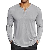 COOFANDY Men's Henley Shirts Long Sleeve Lightweight Button T-Shirt Casual Basic Tee Top