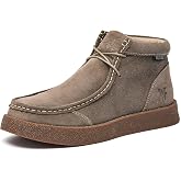 WELTFORGE Men's Moc Toe Chukka Boots Leather Casual Desert Boot | Top-grain leather,lambskin lining,Classic stitching,Slip-resistant crepe sole for urban daily casual wear.