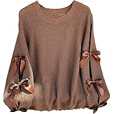 SOLY HUX Women's Plus Size Sweaters Pullover Bowknot Long Sleeve Crew Neck Knit Fall Tops