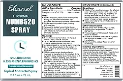 Ebanel 10-Pack 5% Lidocaine Spray Pain Relief