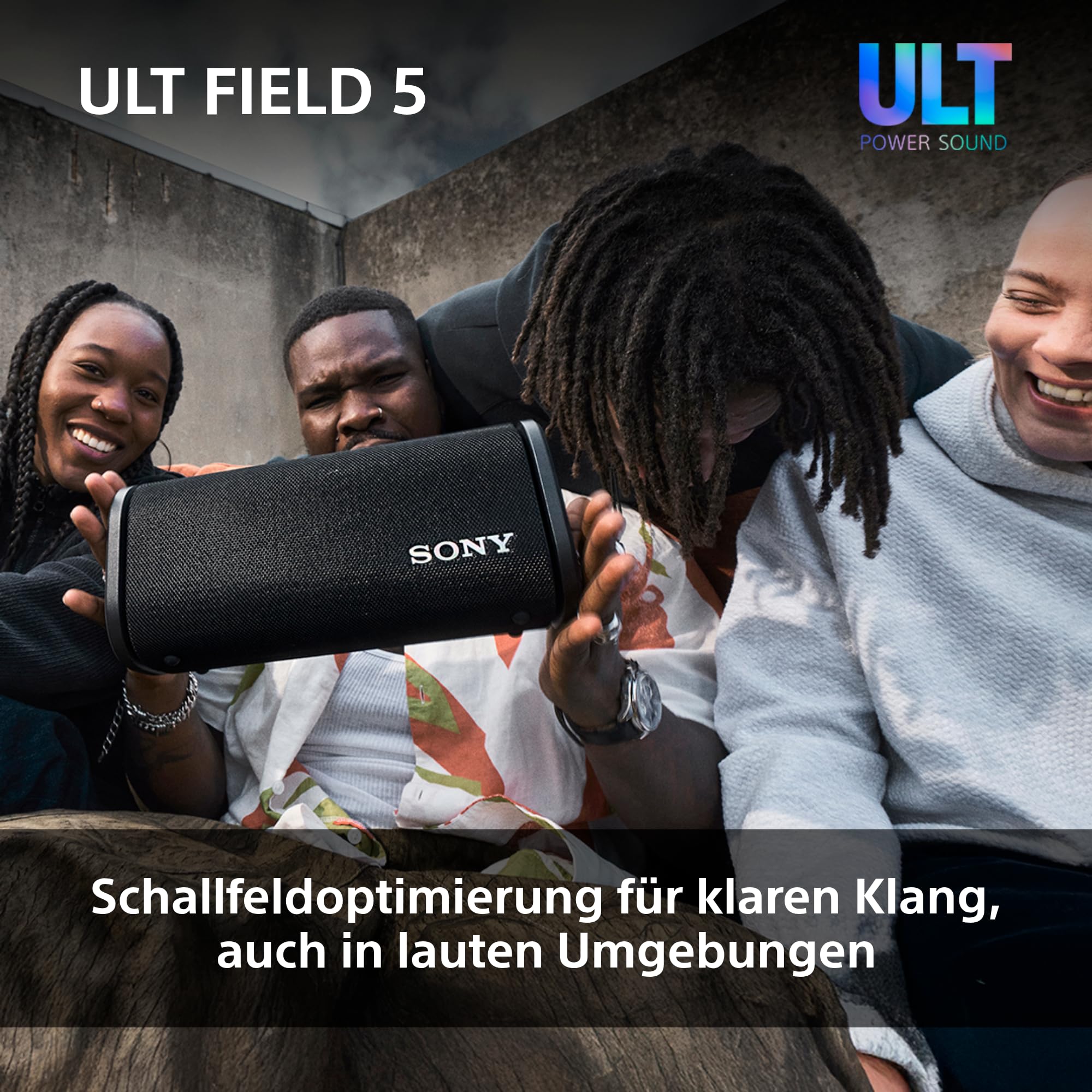 Sony ULT Field 5 - Leistungsstarker tragbarer Bluetooth-Lautsprecher, 25-Stunden-Akku, 2 x ULT Power Sound Modi, IP67, wasserdicht, staubdicht, 360° Lichter, Abnehmbarer Schulterriemen - Schwarz 9
