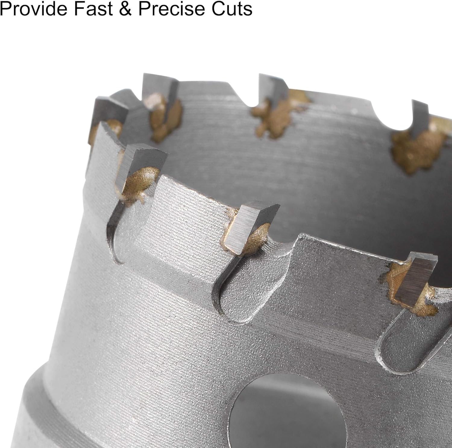 sourcing map 60mm Carbide Hole Cutter, Hole Saws for Stainless Steel Sheet Metal Non-slip Triangular Shank Limit Step - Image 5