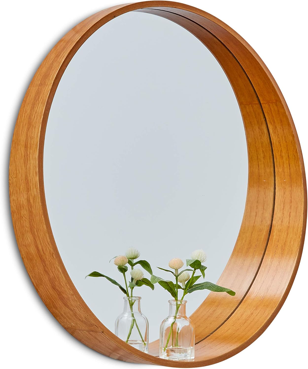 A Rated Trading Round Bamboo Mirror - 20 Inches - Vanity Bathroom Mirror - Large Circle Wall Decoration: Furniture & Decor