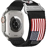 SaNgaiMEi Nylon Sport Band Compatible with Apple Watch Bands Ultra 3/2/1 49mm 46mm 45mm 44mm 42mm, Men Soft Rugged Stars-Stripes Flag Strap for iWatch Series 11/10/9/8/7/6/5/4/3/SE/SE2/SE3